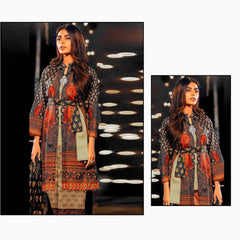 Nisha 3 Pcs Unstitched Printed Lawn Suit Medallion Black