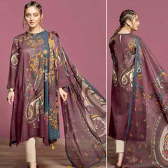 Nisha Printed 3 Pcs Suit Purple