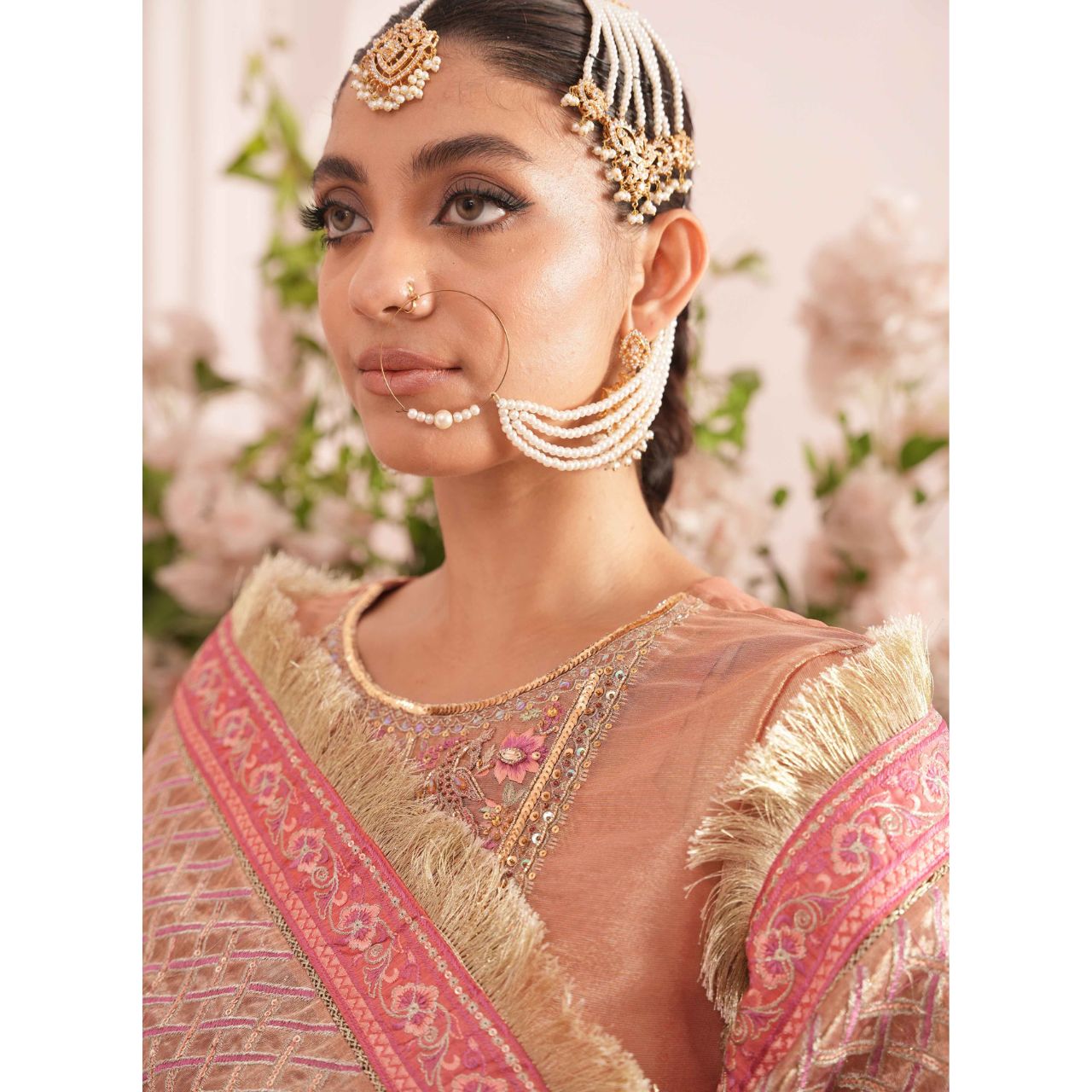 Noor 3 Pcs Embroidered Luxury Suit Rose Gold