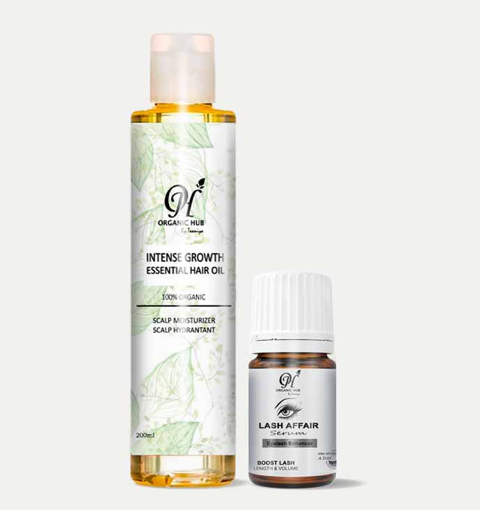 Organic Hub Organic Intense Growth Hair Oil & Lash Growth Serum (Best Combo)