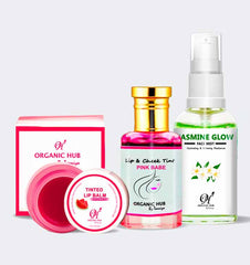 Organic Hub Lip Care Deal - Lip Cheek Tint, Lip Balm & Dewy Glow Mist