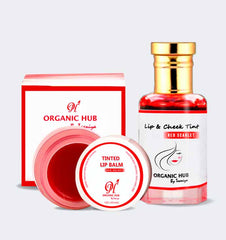 Organic Hub Lip Care Deal - Lip Cheek Roll On Tint Red Scarlet & Lip Balm Red Velvet