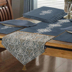 Palma 9 Pcs Table Runner Set Grey ( 8 Seater )