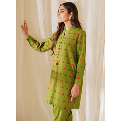 Parrot Green Embroidered Stitched Suit