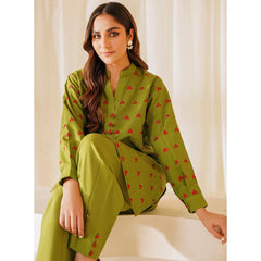 Parrot Green Embroidered Stitched Suit