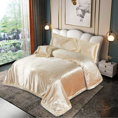 Peace 5 Pcs Velvet Embossed Peach Bedding Set