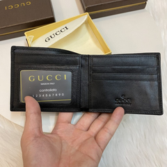 Premium Gucci Leather Bifold Men Wallet Black Textured ( Made In Italy )