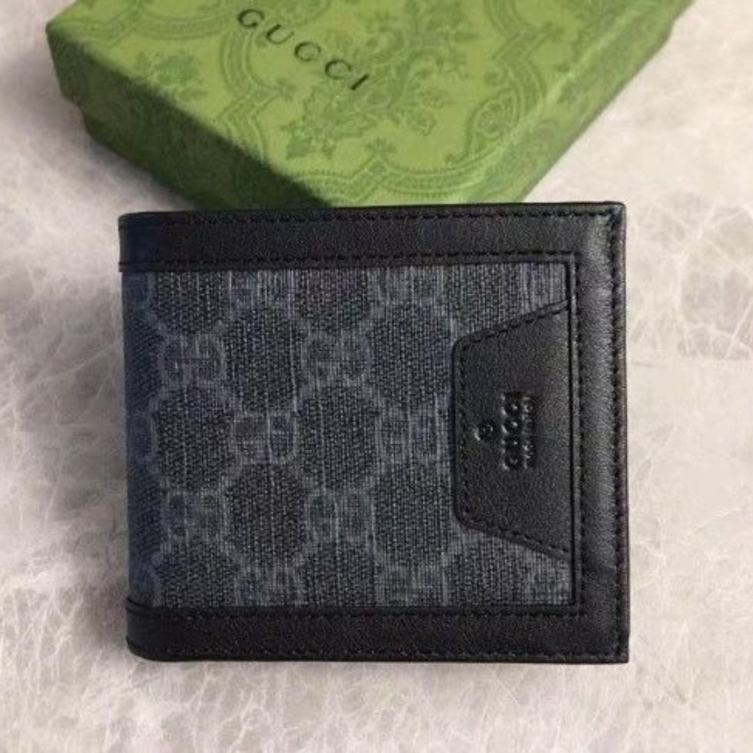 Premium Gucci Leather Bifold Men Wallet Black ( Made in Italy )