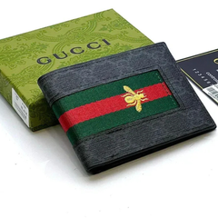 Premium Gucci Leather Bifold Men Wallet Black ( Made in Italy )