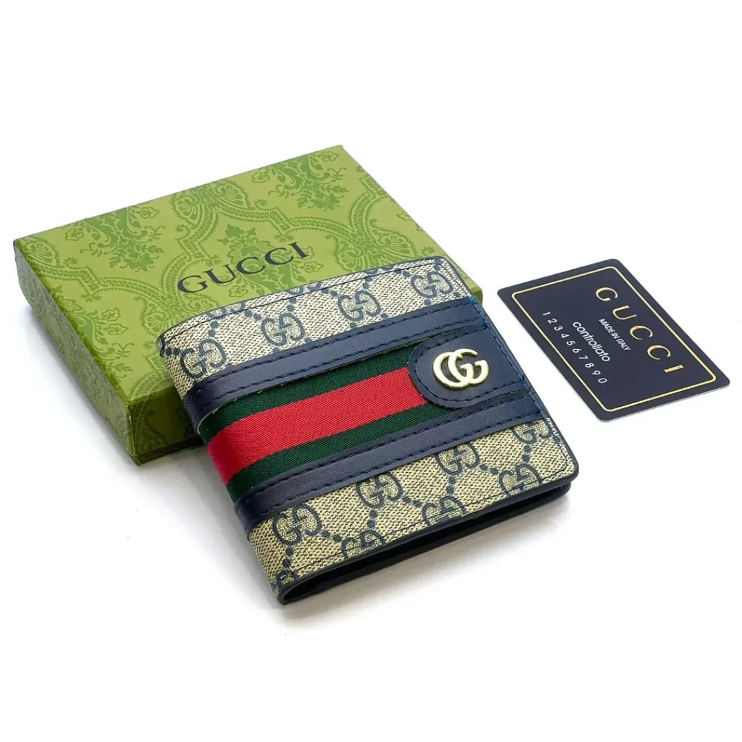 Premium Gucci Leather Bifold Men Wallet Brown ( Made in Italy )