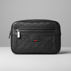 Premium Gucci Leather Toiletry Pouch Black ( Made In Italy )