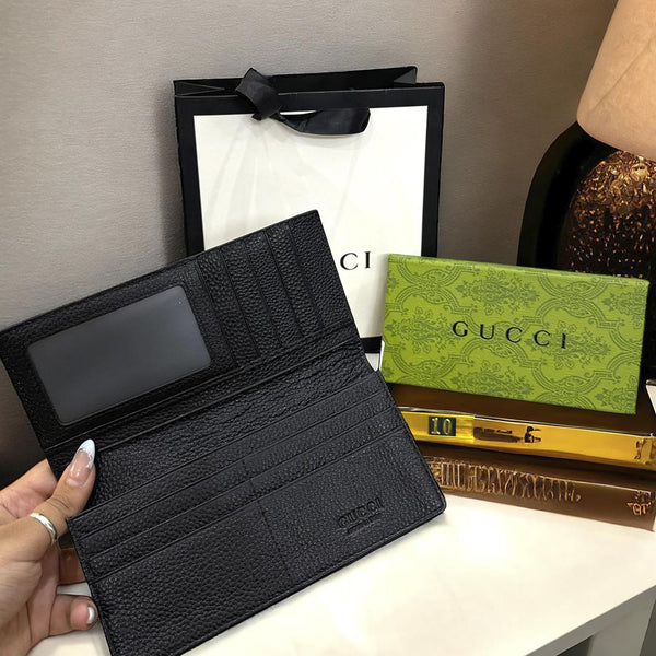 Premium Gucci Long Wallet For Men Cow Leather Black