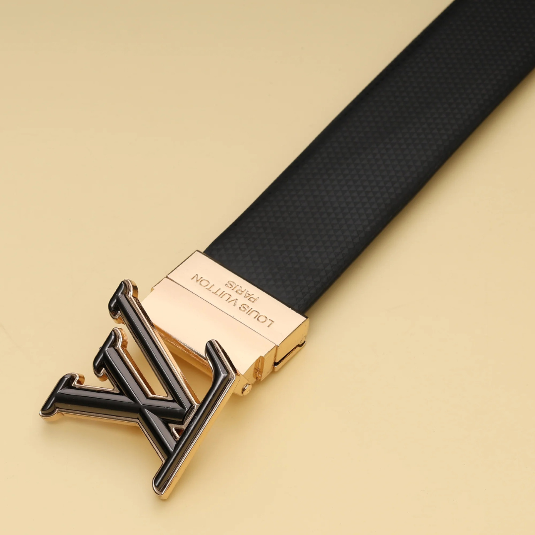 Premium LV Leather Belt Black