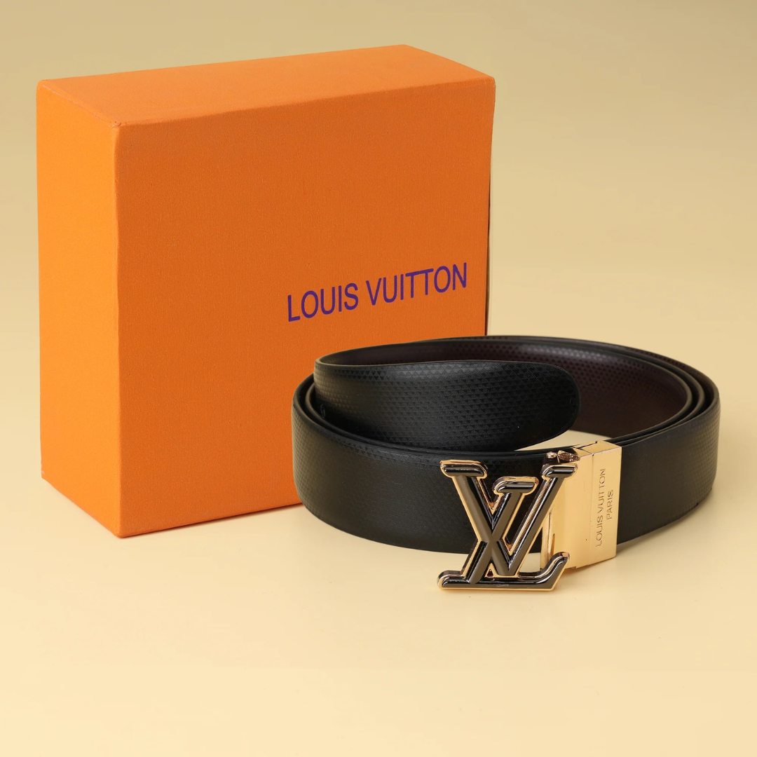 Premium LV Leather Belt Black