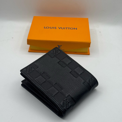 Premium LV Leather Bifold Men Wallet Black