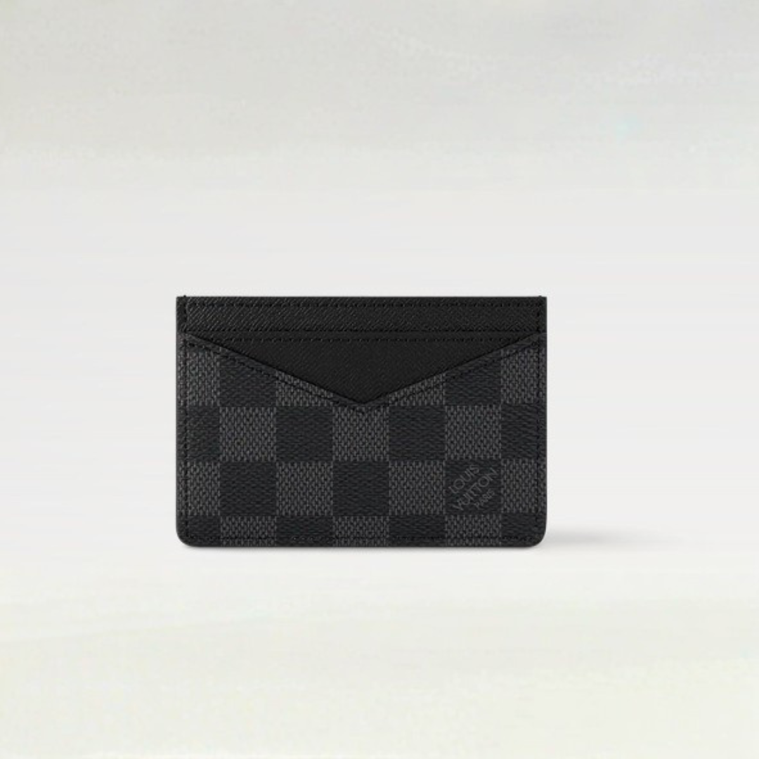 Premium LV Leather Card Holder Grey ( Made in Italy)