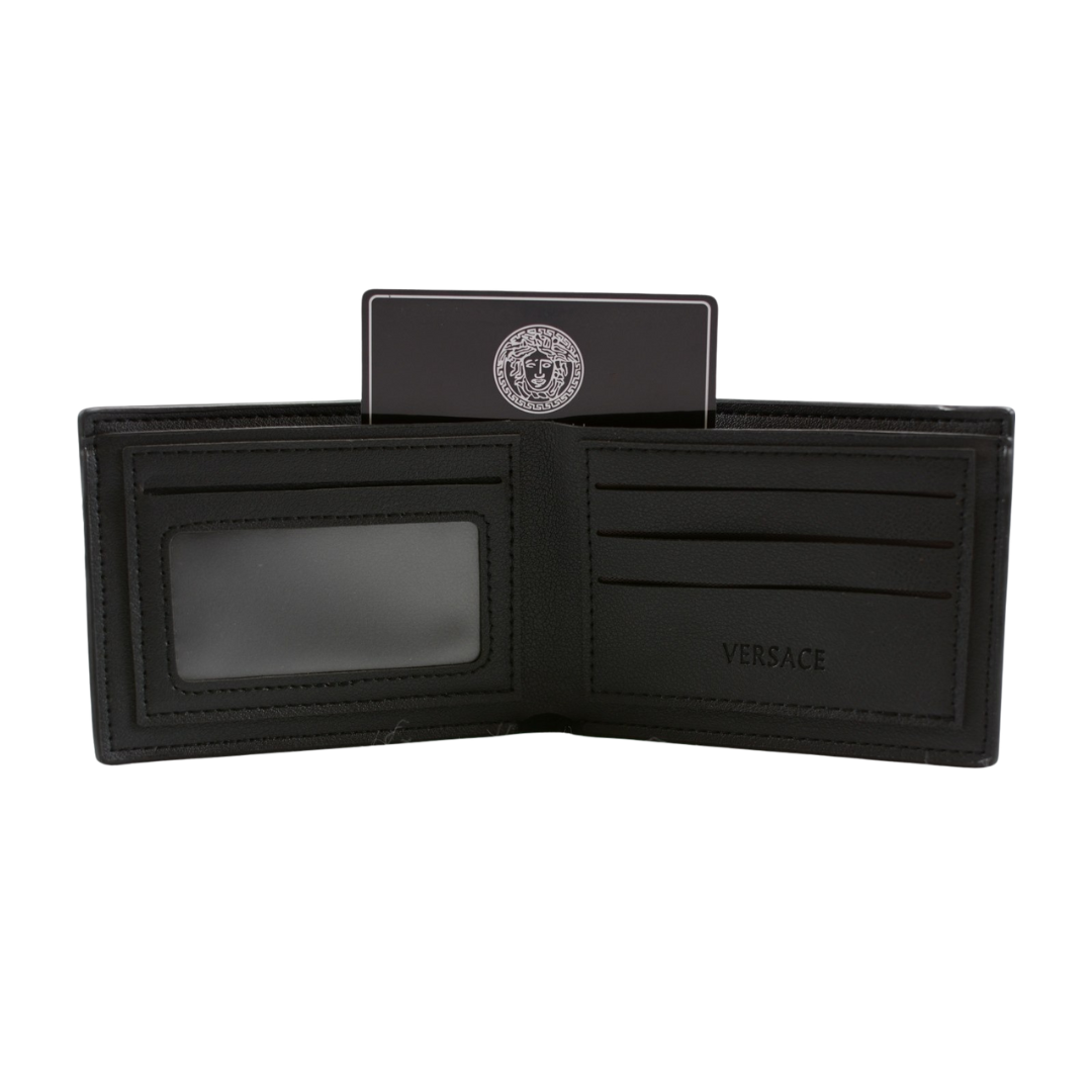 Premium Versace Leather Bifold Men Wallet Black ( Made in Italy )