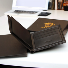 Premium Versace Leather Bifold Men Wallet Brown ( Made in Italy )