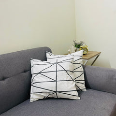 Printed Cushion Covers 2- Pcs Set White Diamond