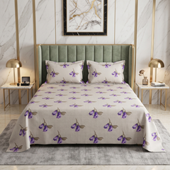 Quirky 3 Pcs Floral Bedding Set Lilac