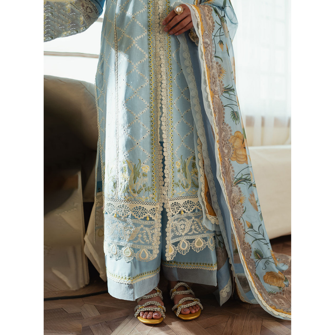 RIDA 3PC Unstitched Embroidered Suit