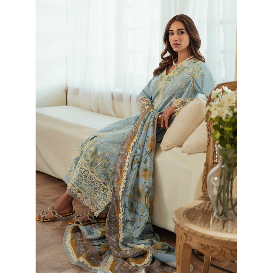 RIDA 3PC Unstitched Embroidered Suit