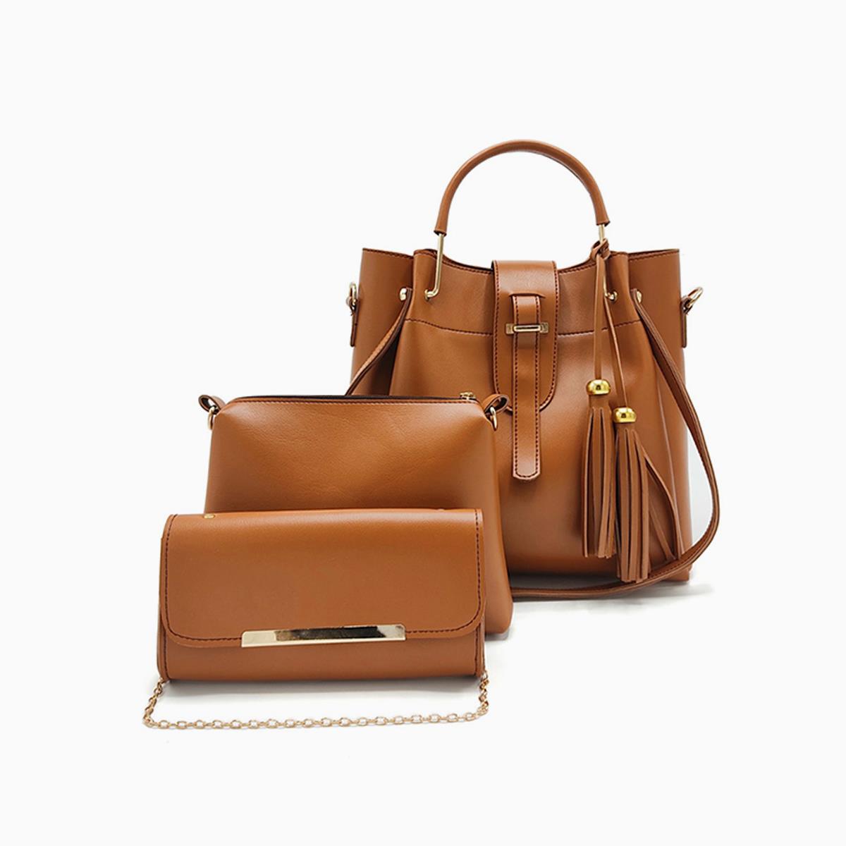 Rangoon 3 Pieces Handbag Brown