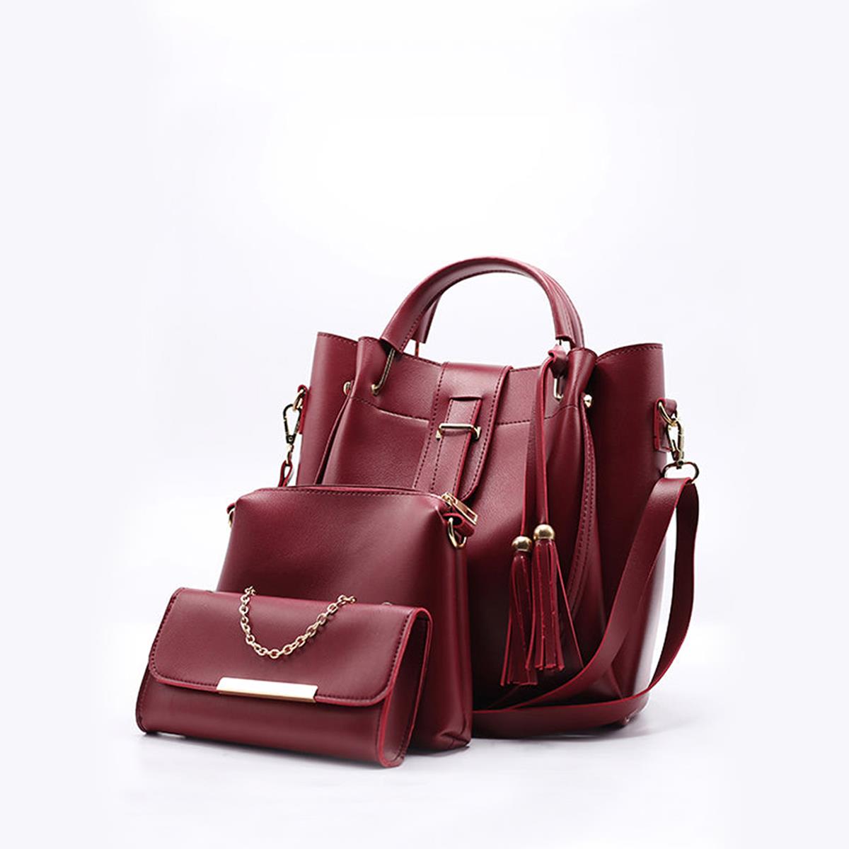 Rangoon 3 Pieces Handbag Maroon