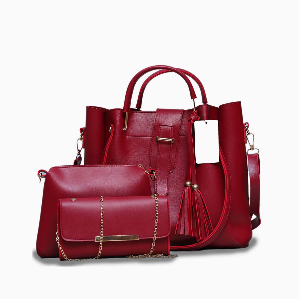 Rangoon 3 Pieces Handbag Maroon