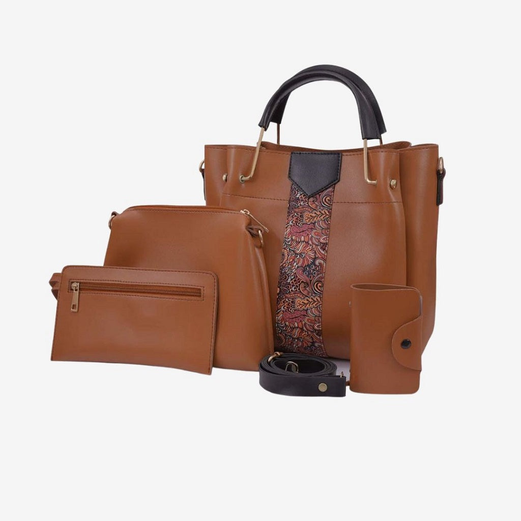 Rangoon 4 Pieces Handbag Brown