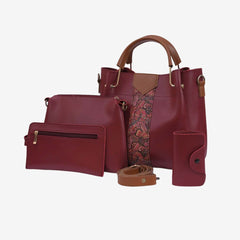 Rangoon 4 Pieces Handbag Maroon