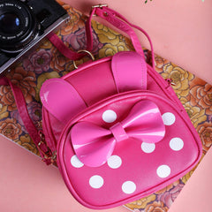 Rangoon Bow Polka Mini Backpack Shocking Pink