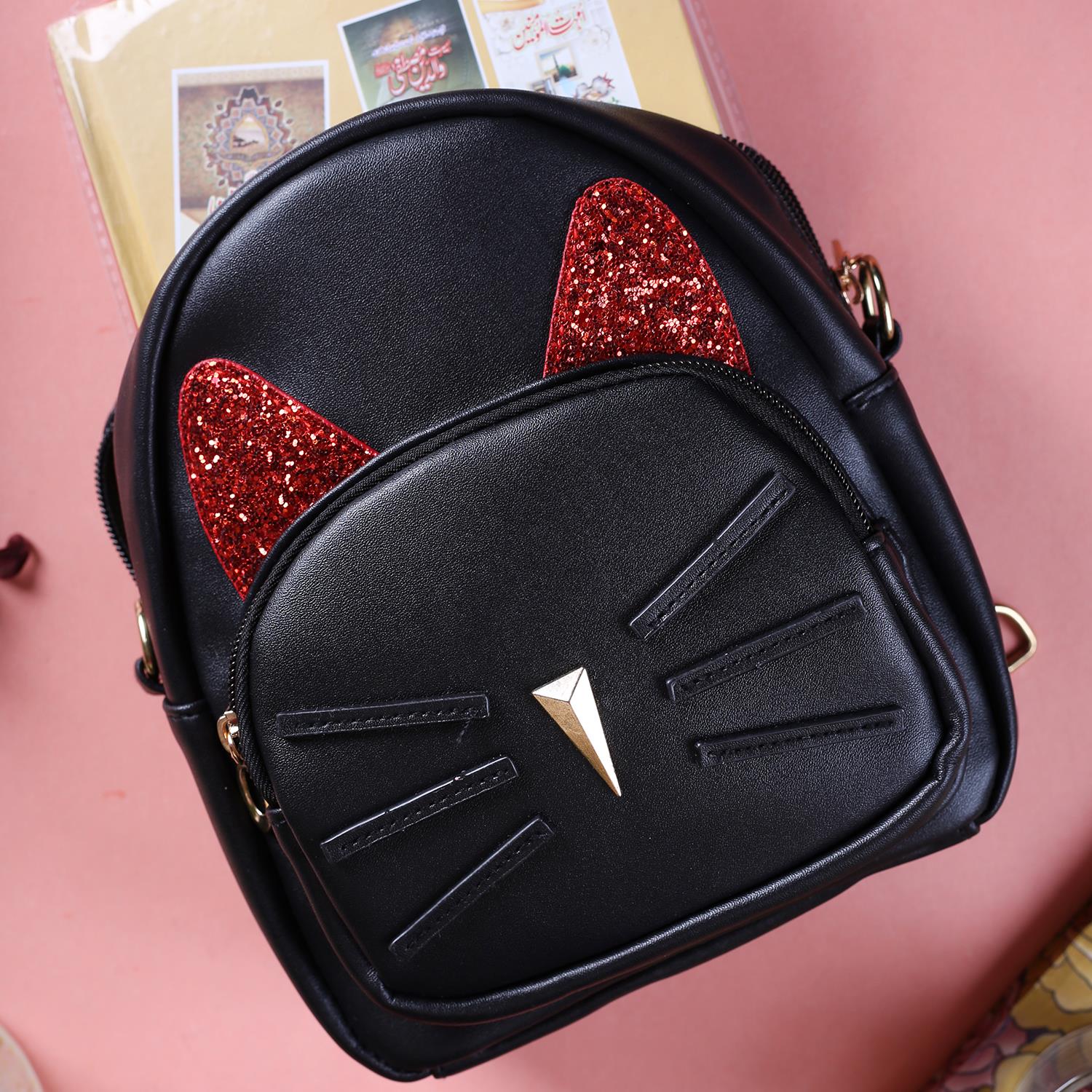 Rangoon Cat Face Mini Backpack Black