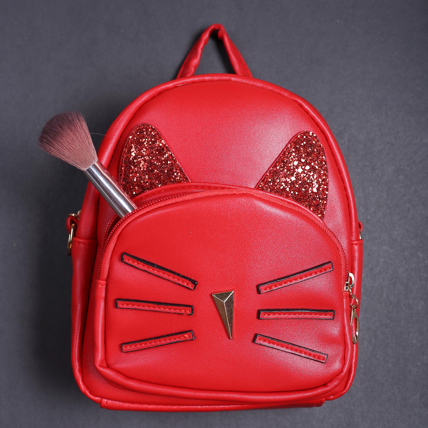 Rangoon Cat Face Mini Backpack Red