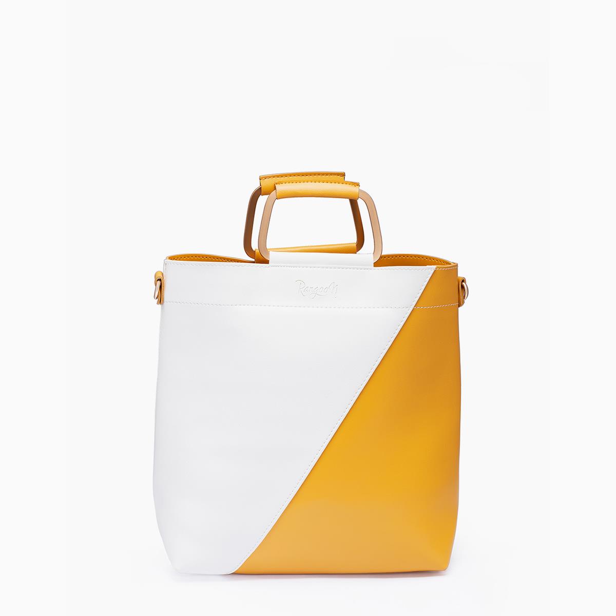 Rangoon Classio Double Handle Bag White and Mustard