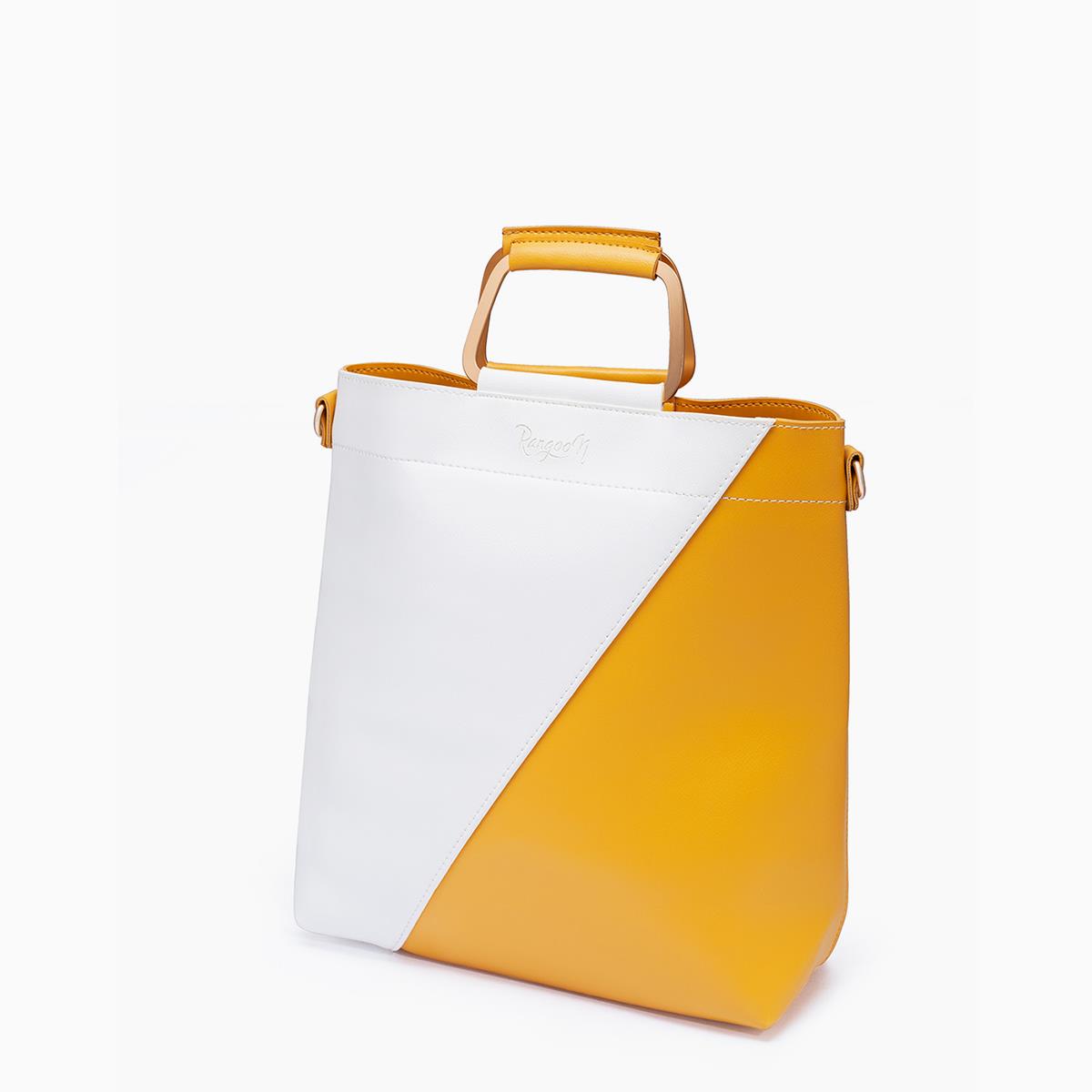 Rangoon Classio Double Handle Bag White and Mustard