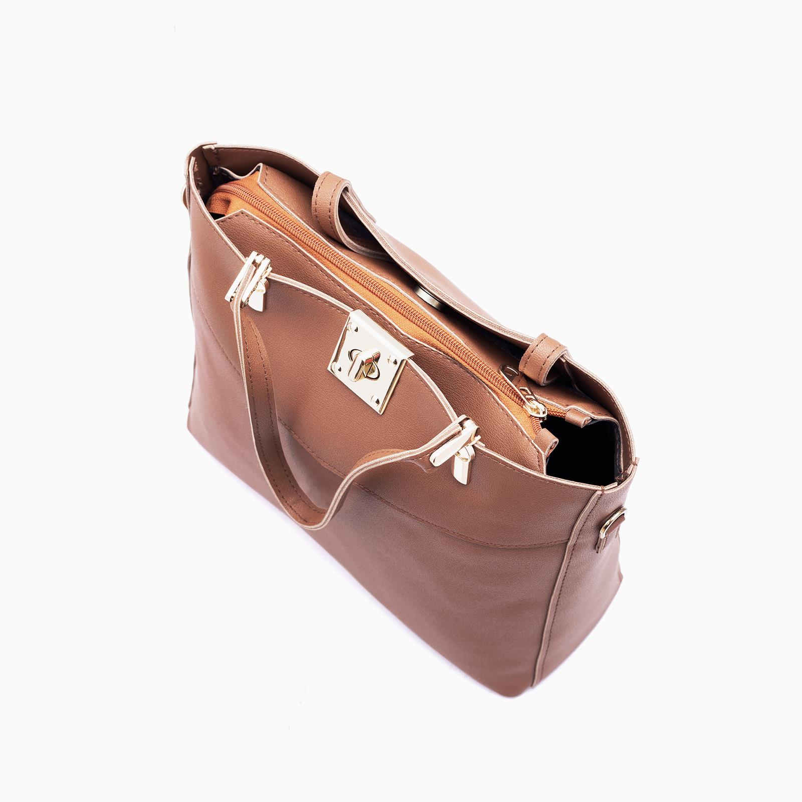 Rangoon Double Handle Tote Bag Brown