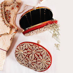 Rangoon Flower Fancy Clutch Red