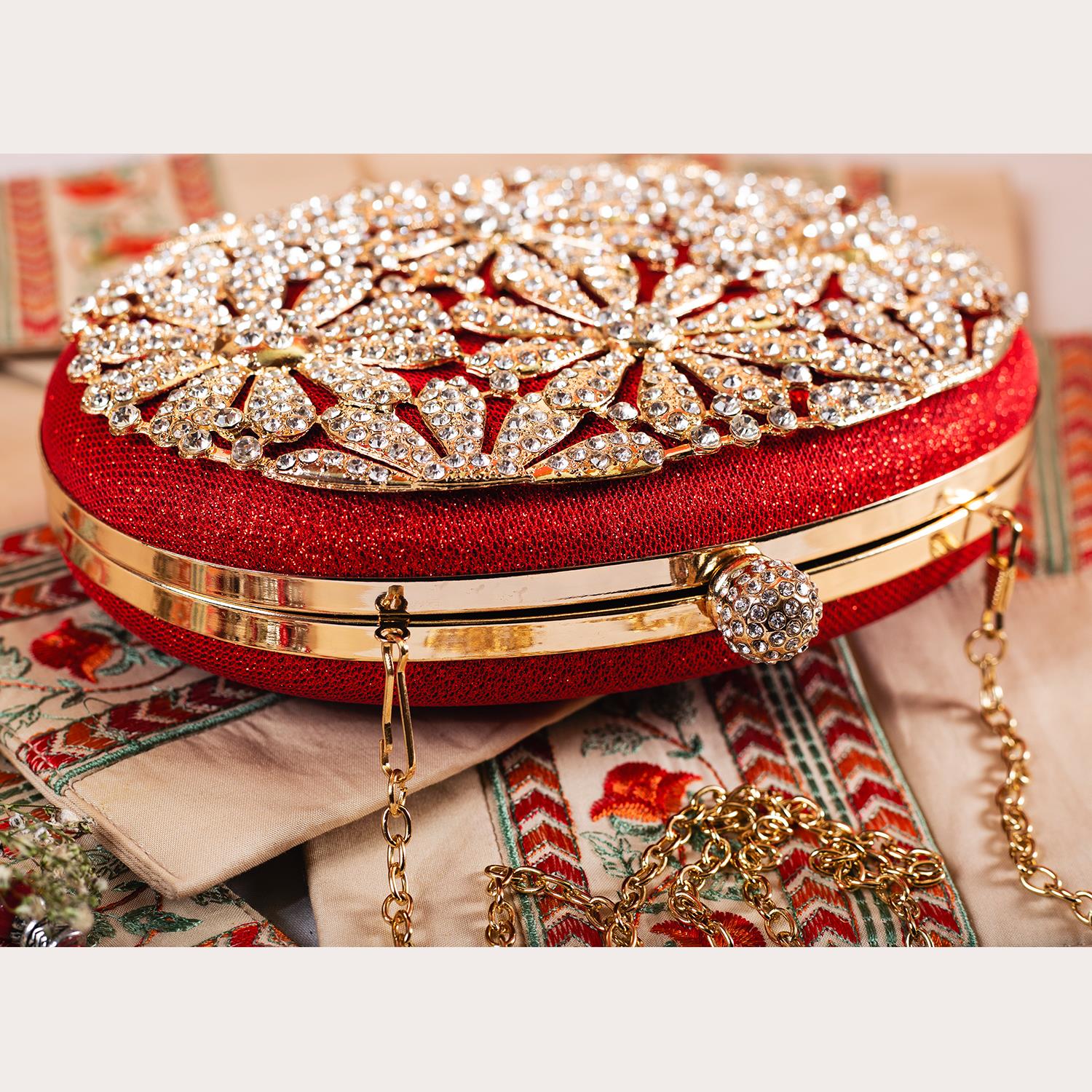 Rangoon Flower Fancy Clutch Red