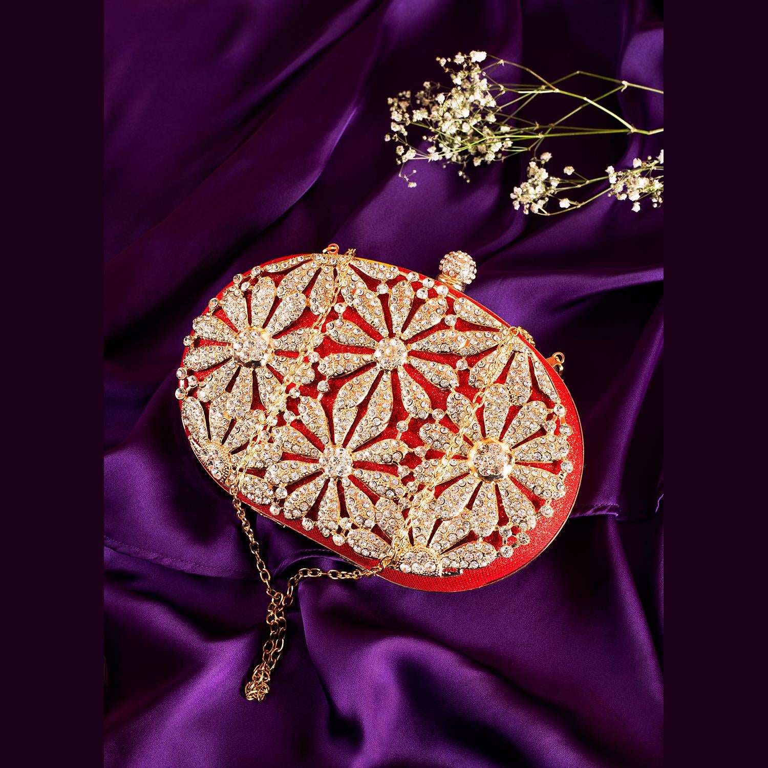 Rangoon Flower Fancy Clutch Red