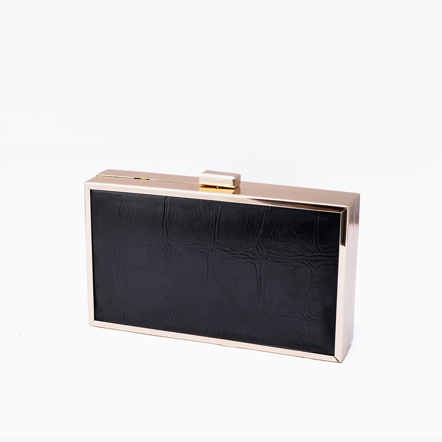 Rangoon Minaudiere Clutch Bag Black Golden