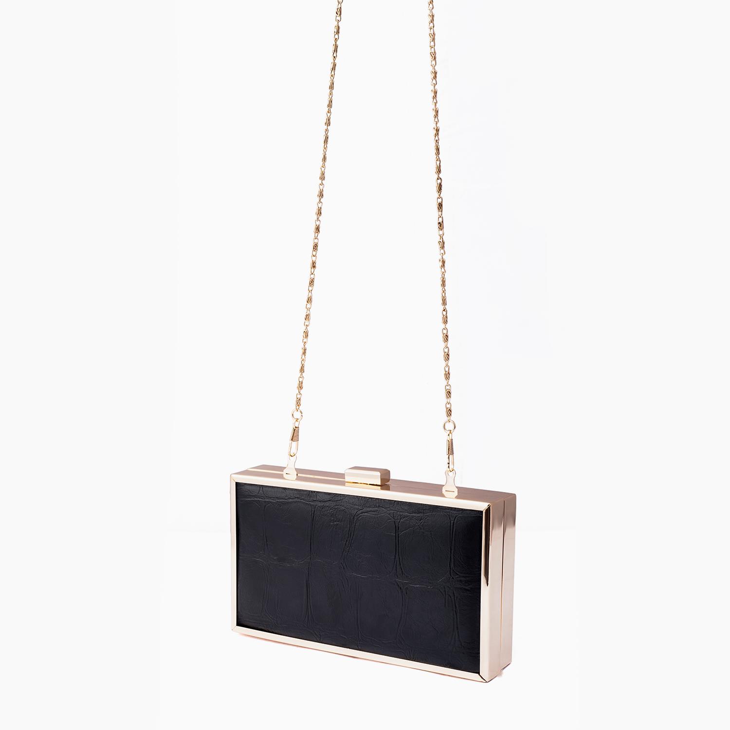 Rangoon Minaudiere Clutch Bag Black Golden