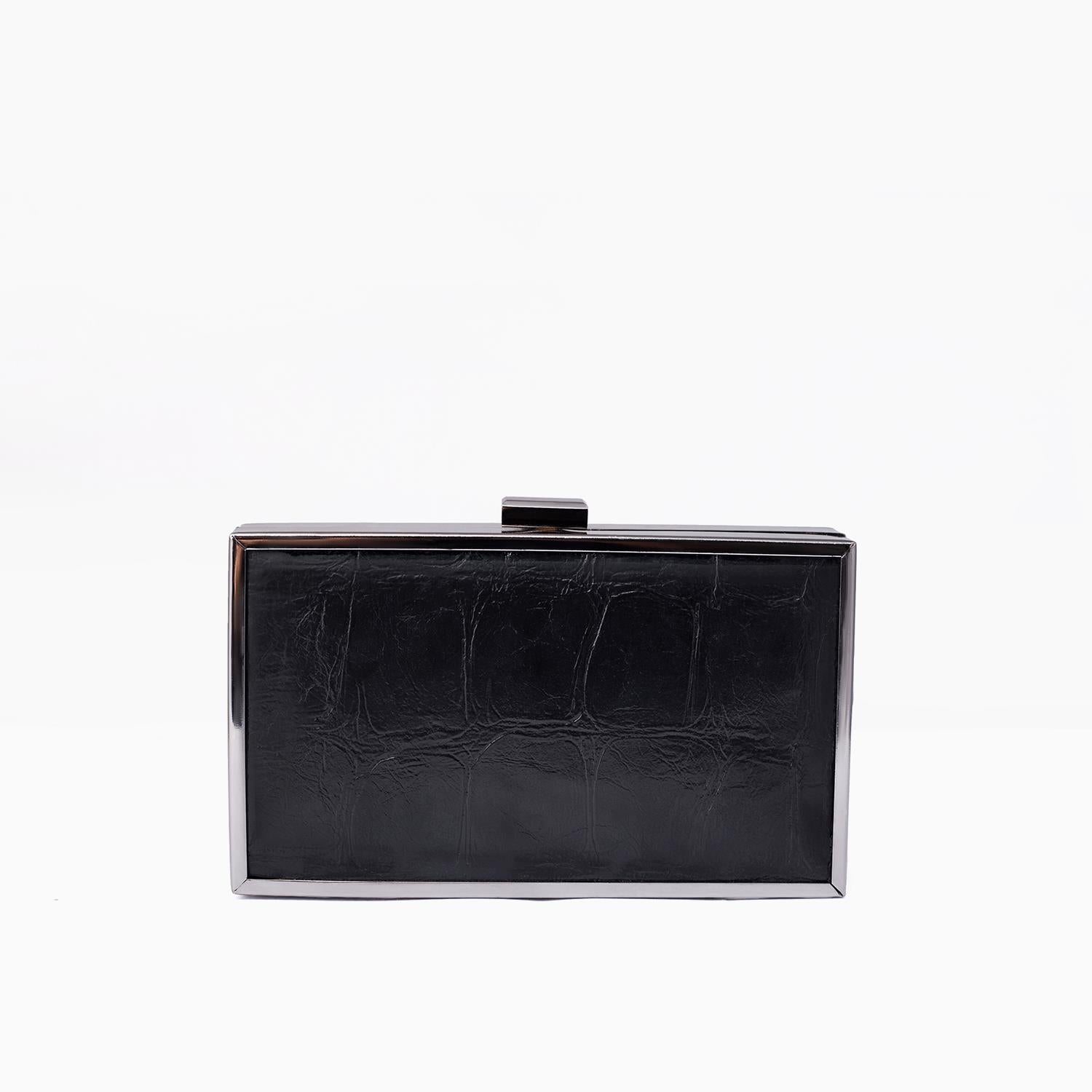 Rangoon Minaudiere Clutch Bag Black Silver