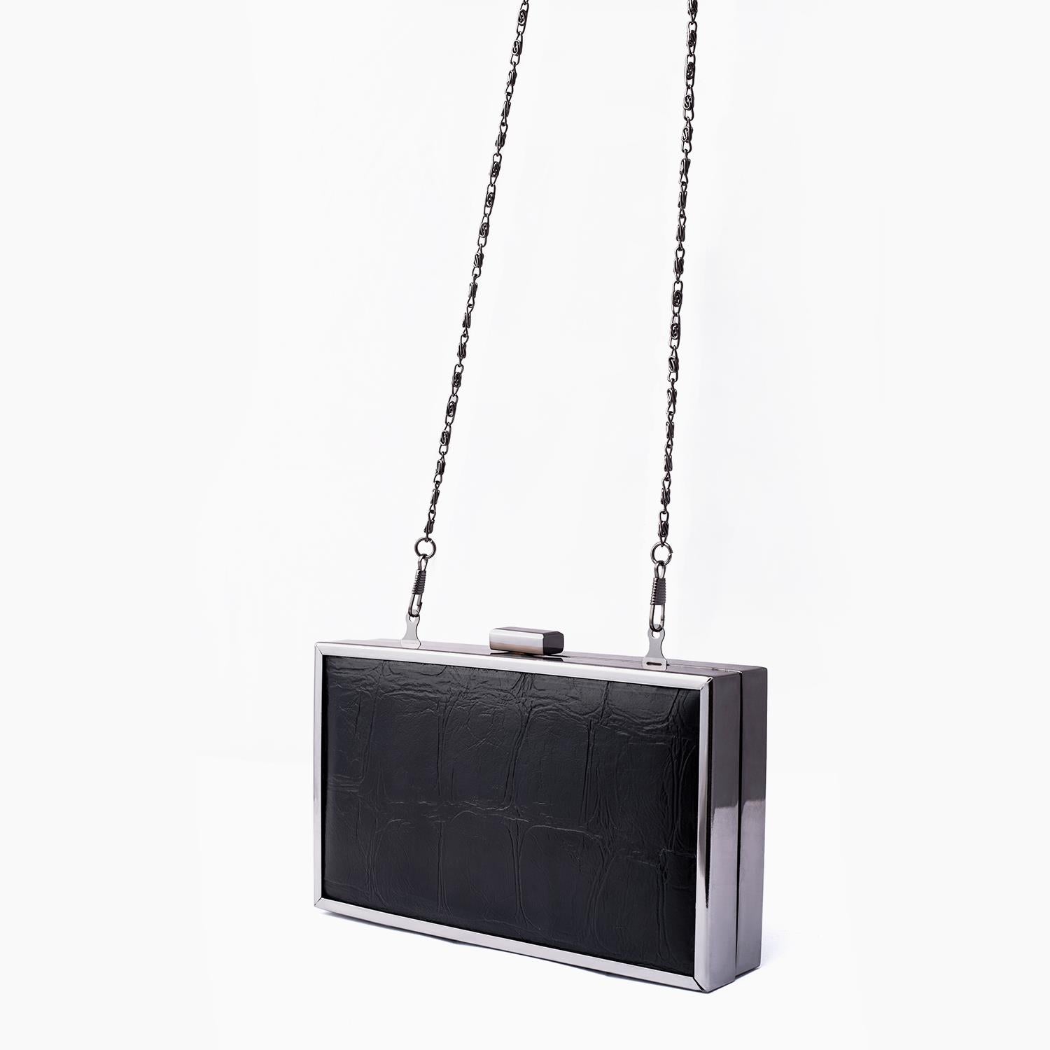 Rangoon Minaudiere Clutch Bag Black Silver