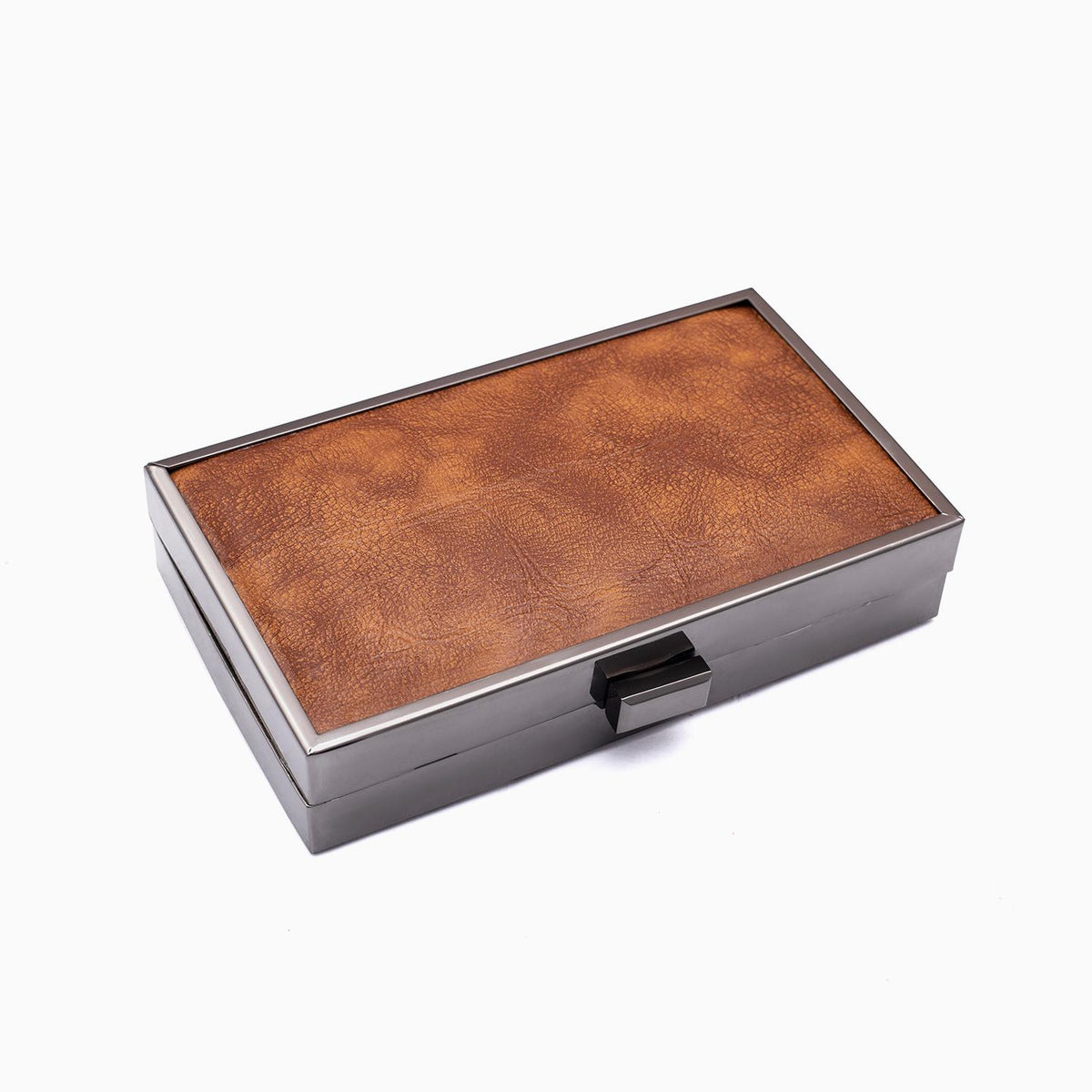 Rangoon Minaudiere Clutch Bag Brown Silver