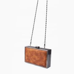 Rangoon Minaudiere Clutch Bag Brown Silver