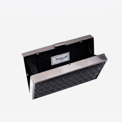 Rangoon Minaudiere Weaved Texture Clutch Bag Black Silver