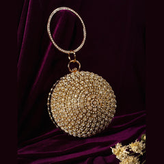 Rangoon Round Ring Handle Clutch Golden