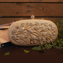 Rangoon Shimmery Fancy Clutch Golden