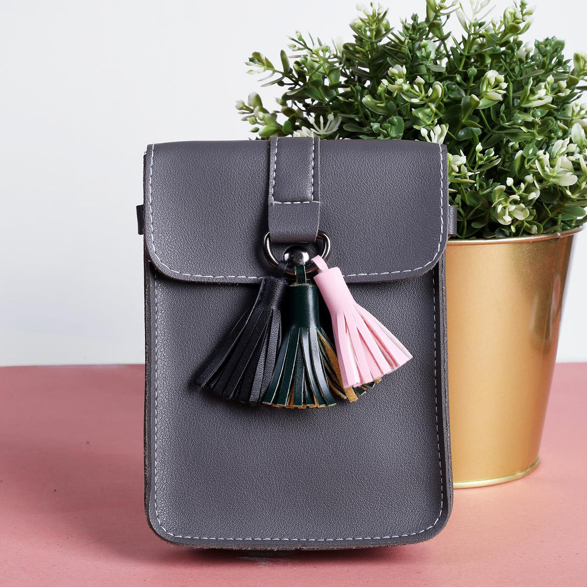 Rangoon Tassels Mobile Bag Grey